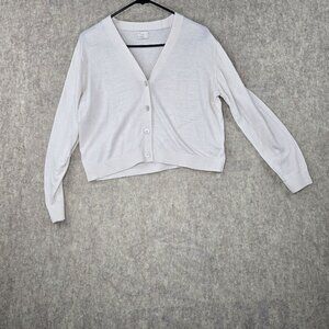 A New Day Womens Cardigan Sweater V-Neck Long Sleeve Size M Beige Recycled Polye